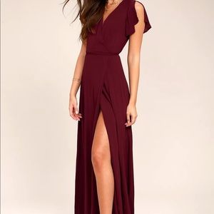🆕heart of marigold burgundy wrap maxi dress LULUS